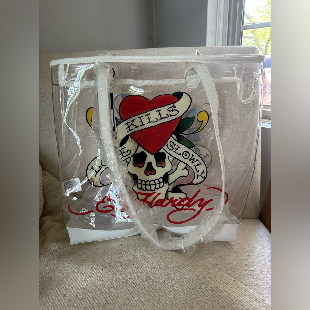 Ed Hardy Love Kills Slowly Clear Tote NWT